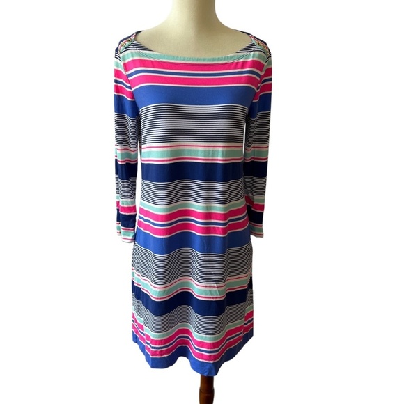 LILLY PULITZER SOPHIE DRESS M VIBRANT KALEIDOSCOPE STRIPES STRETCH LIGHTWEIGHT - Picture 2 of 12